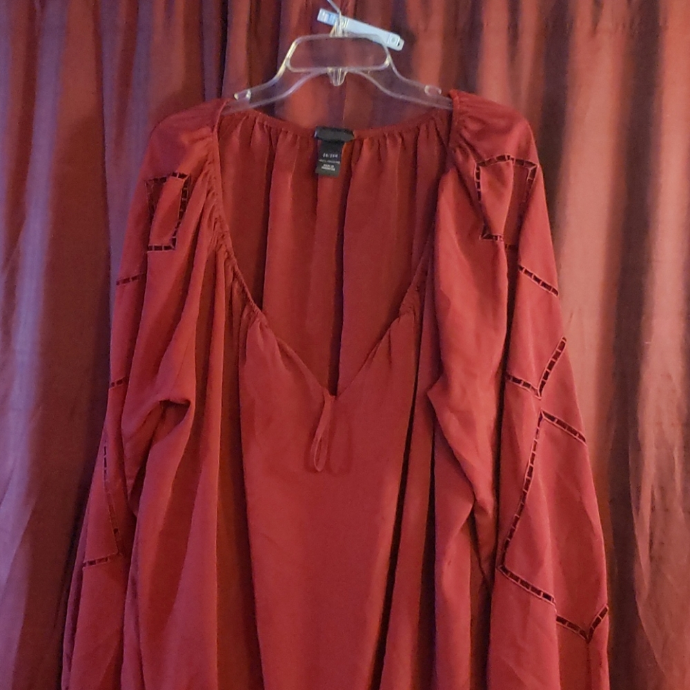 Brick red boho blouse